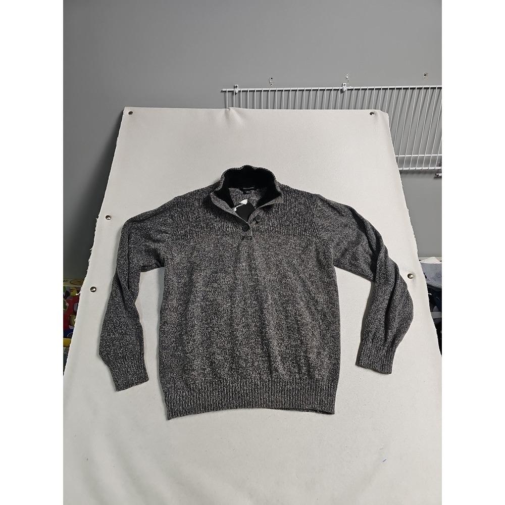 Tricots St Raphael Mens Gray Marl 100% Cotton Sherpa Lined Button Sweater Large